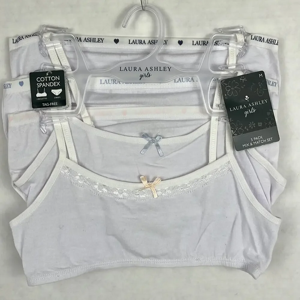 Laura Ashley Girl’s Underwear Size XS 5 Pack Mix & Match Set White Tag Free